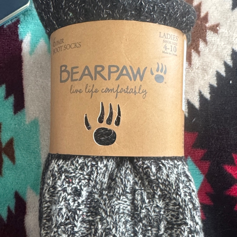 BearPaw Black & White Marled Boot Socks - Ladies